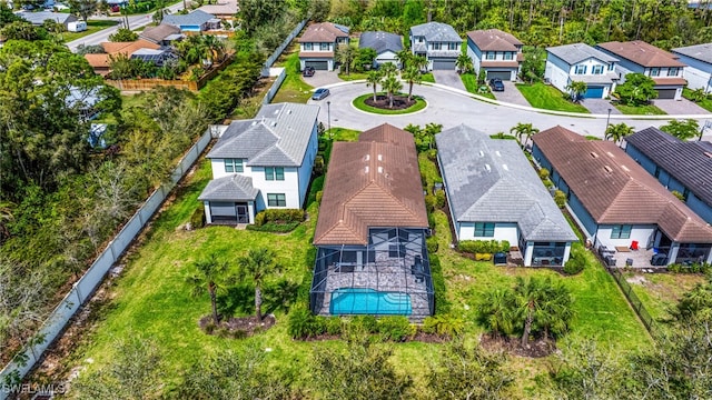 drone / aerial view with a residential view