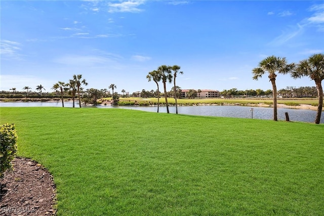 view of yard featuring a water view