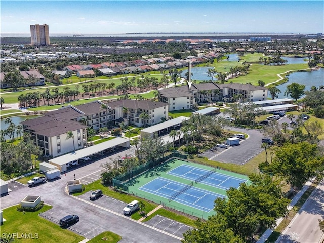 bird's eye view featuring a water view