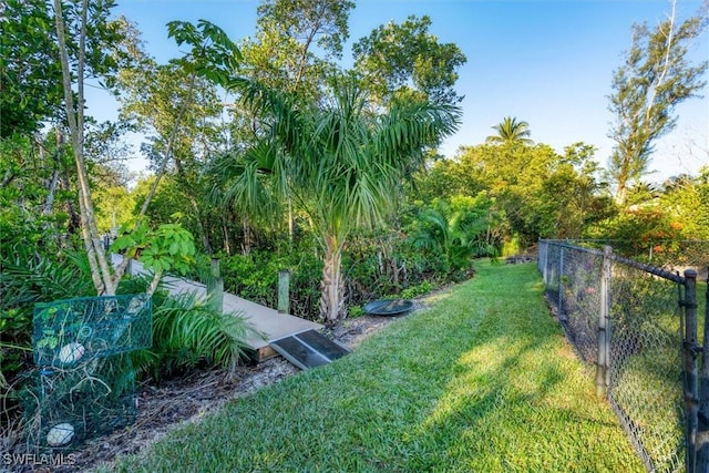 view of yard featuring fence