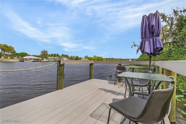 dock area featuring a water view