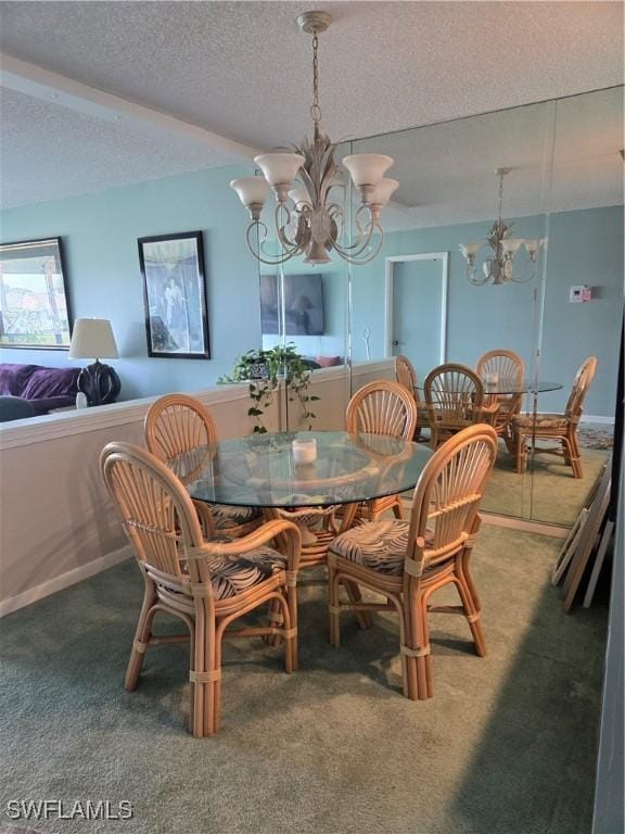 5910 Via Delray Blvd Unit B, Delray Beach, FL 33484 - carpeted dining area with a chandelier and a textured ceiling