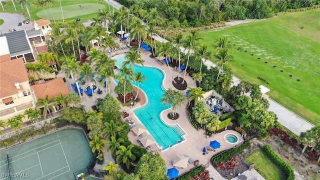 aerial view with view of golf course