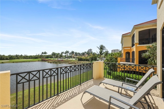 balcony with a water view