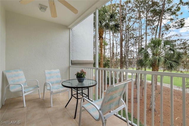 balcony with ceiling fan