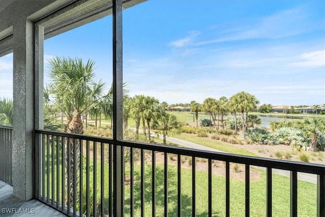 balcony with a water view