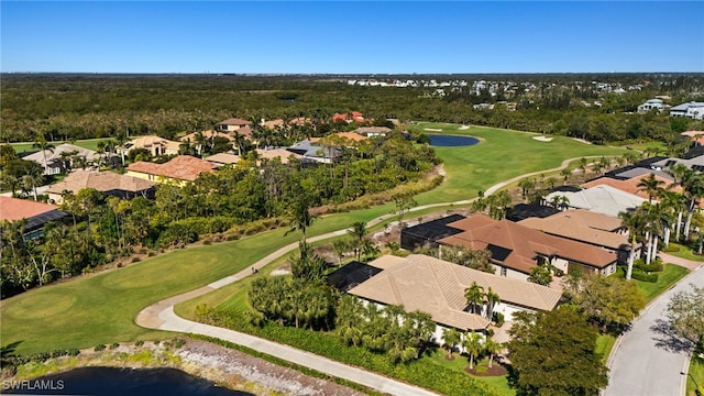 aerial view featuring golf course view and a residential view