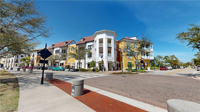 view of building exterior featuring a residential view