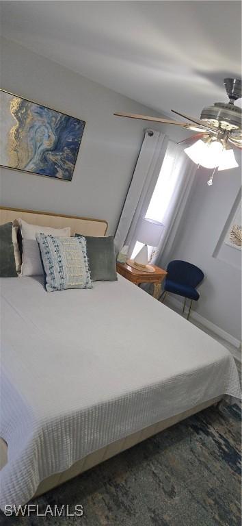 bedroom featuring ceiling fan