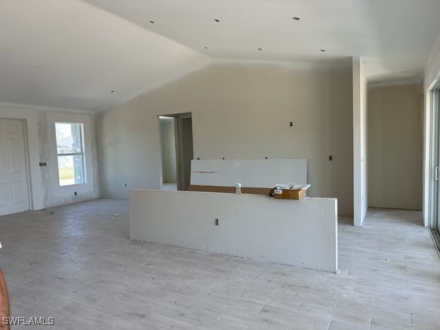 spare room featuring lofted ceiling