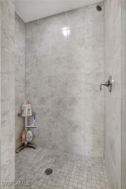 bathroom with tiled shower