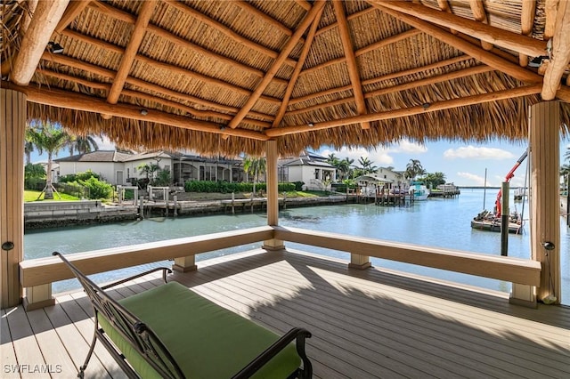 view of dock featuring a water view