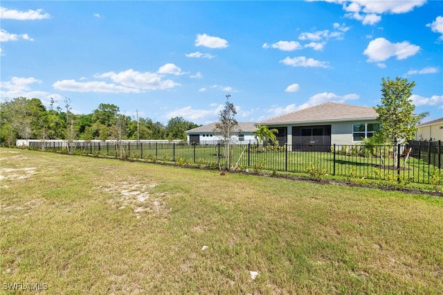 view of yard featuring a fenced backyard