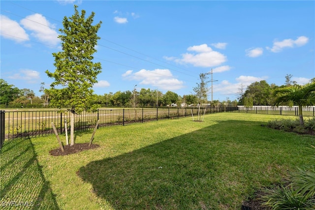 view of yard with a fenced backyard