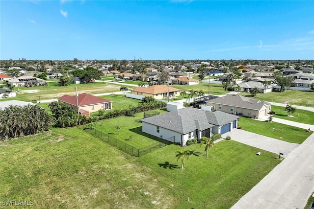 aerial view with a residential view