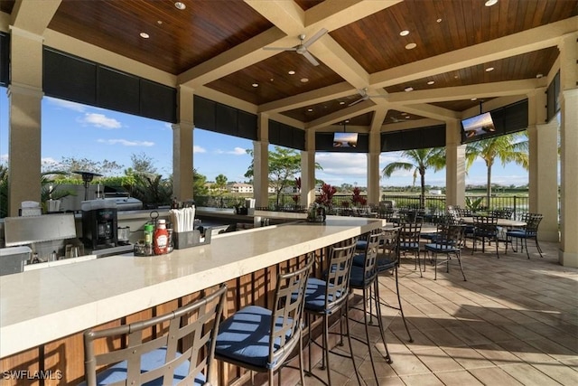 wooden terrace with outdoor wet bar