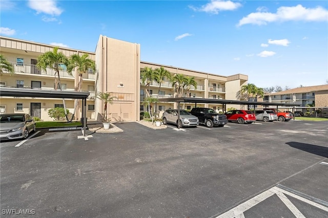 view of covered parking lot