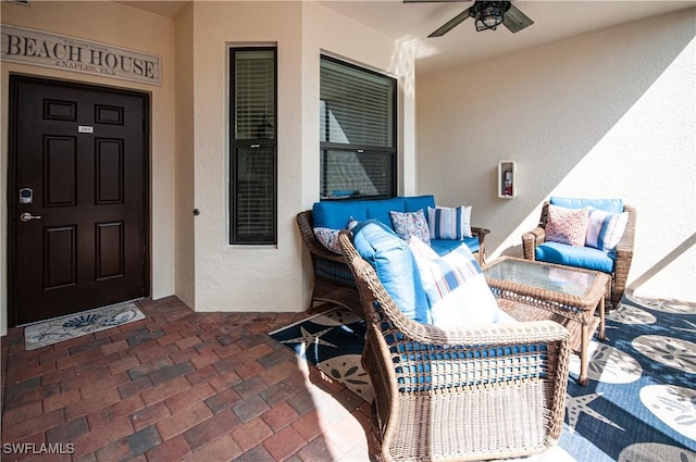 view of patio with a ceiling fan