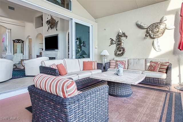 view of patio / terrace featuring an outdoor living space and visible vents