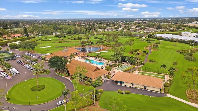 aerial view with view of golf course