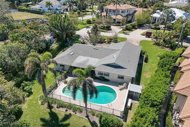 drone / aerial view featuring a residential view