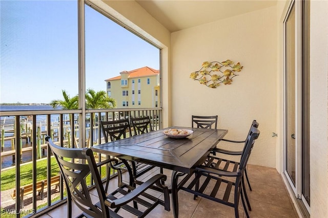 balcony with a water view