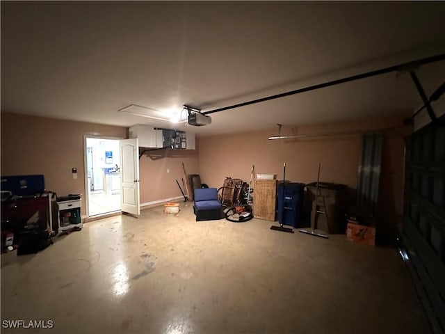 garage with a garage door opener