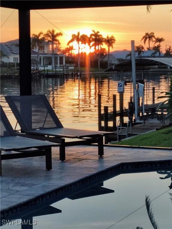 view of dock featuring a water view