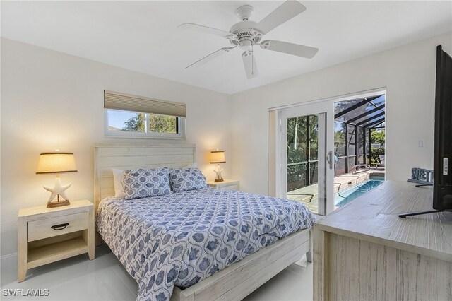 5305 SW 25th Ct, Cape Coral, FL 33914 - bedroom with access to exterior, multiple windows, and ceiling fan
