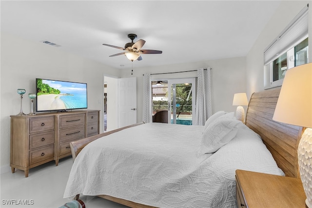 5305 SW 25th Ct, Cape Coral, FL 33914 - bedroom featuring access to outside, ceiling fan, and baseboards