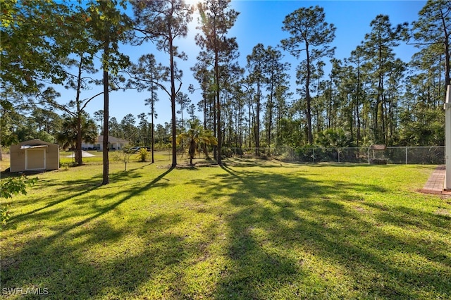 814 Louis Ave, Lehigh Acres, FL 33972 - view of yard featuring fence and a shed