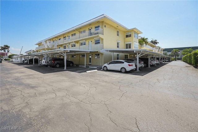 view of covered parking lot