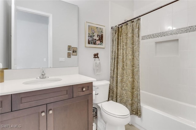 28589 Wharton Dr, Bonita Springs, FL 34135 - bathroom with shower / tub combo, vanity, and toilet