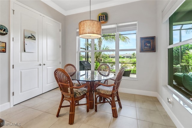 28589 Wharton Dr, Bonita Springs, FL 34135 - dining room featuring a healthy amount of sunlight, baseboards, and light tile patterned floors