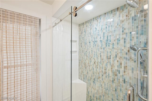 bathroom with a stall shower