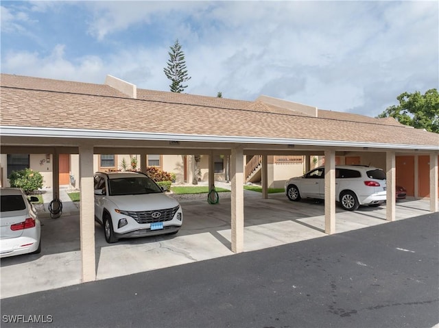 view of covered parking lot