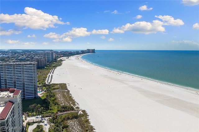 exterior space featuring a beach view