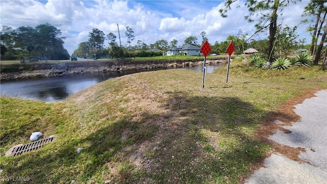 exterior space featuring a water view