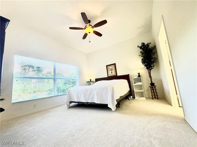 bedroom featuring a ceiling fan and carpet flooring