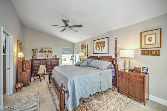 12488 Kelly Pine Ct, Fort Myers, FL 33908 - bedroom with baseboards, ceiling fan, and vaulted ceiling