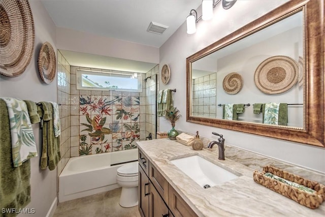12488 Kelly Pine Ct, Fort Myers, FL 33908 - full bath with vanity, visible vents, tub / shower combination, tile patterned floors, and toilet