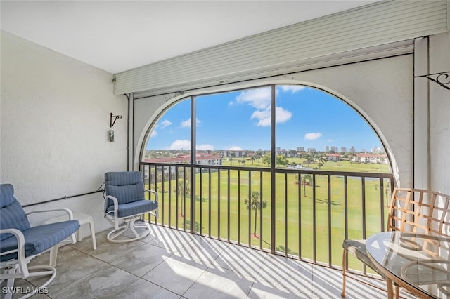 sunroom with a view of city