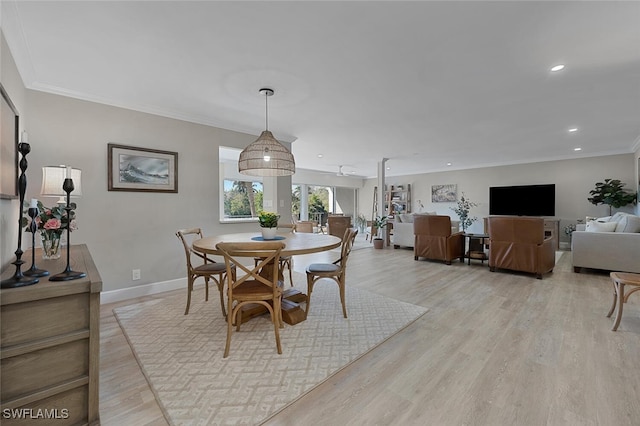 102 Clubhouse Dr Unit 375, Naples, FL 34105 - dining space featuring recessed lighting, baseboards, light wood finished floors, and ornamental molding