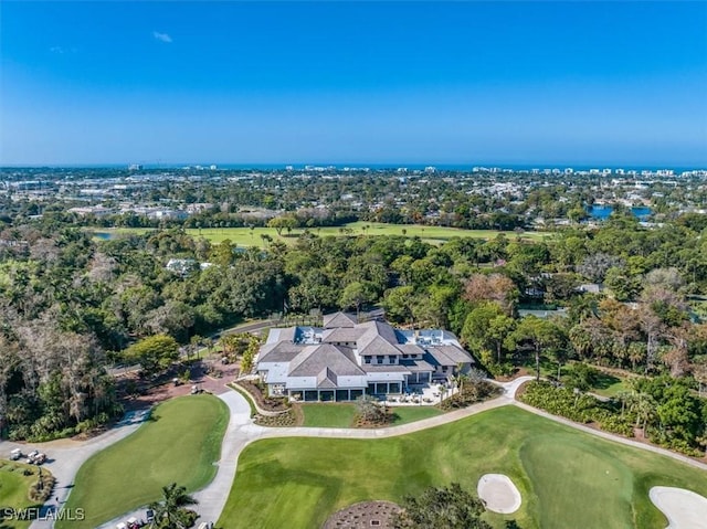 drone / aerial view with golf course view