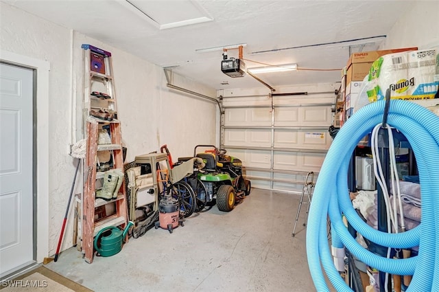 garage with a garage door opener