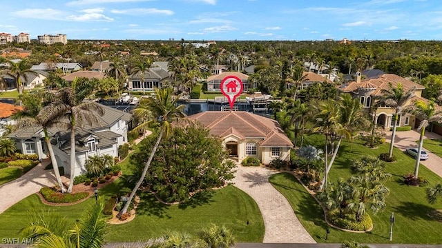 aerial view with a residential view