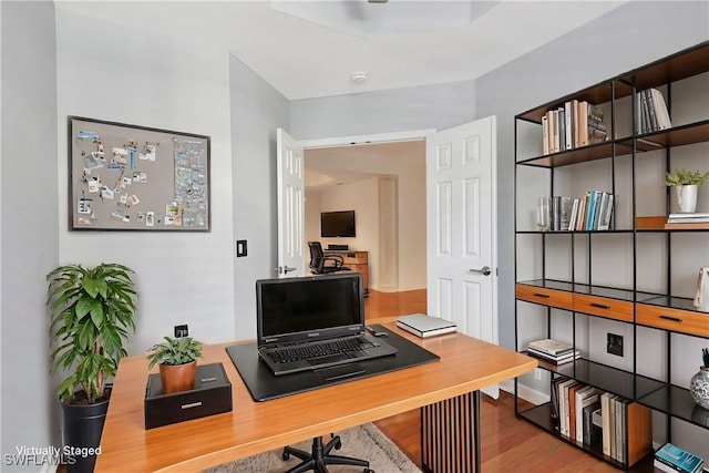 office area featuring wood finished floors