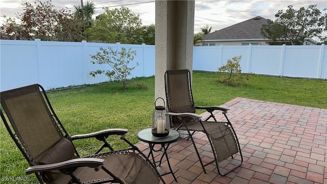 view of patio featuring a fenced backyard