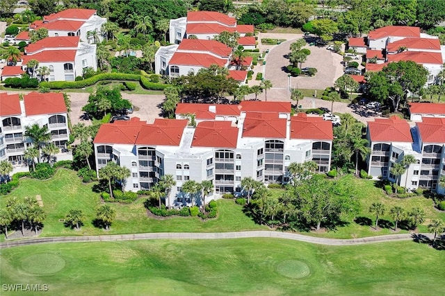 drone / aerial view featuring view of golf course