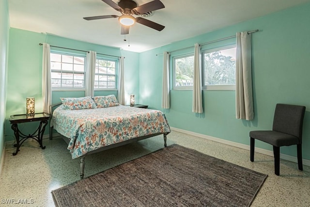 1229 Carlene Ave, Fort Myers, FL 33901 - bedroom with baseboards, ceiling fan, and speckled floor